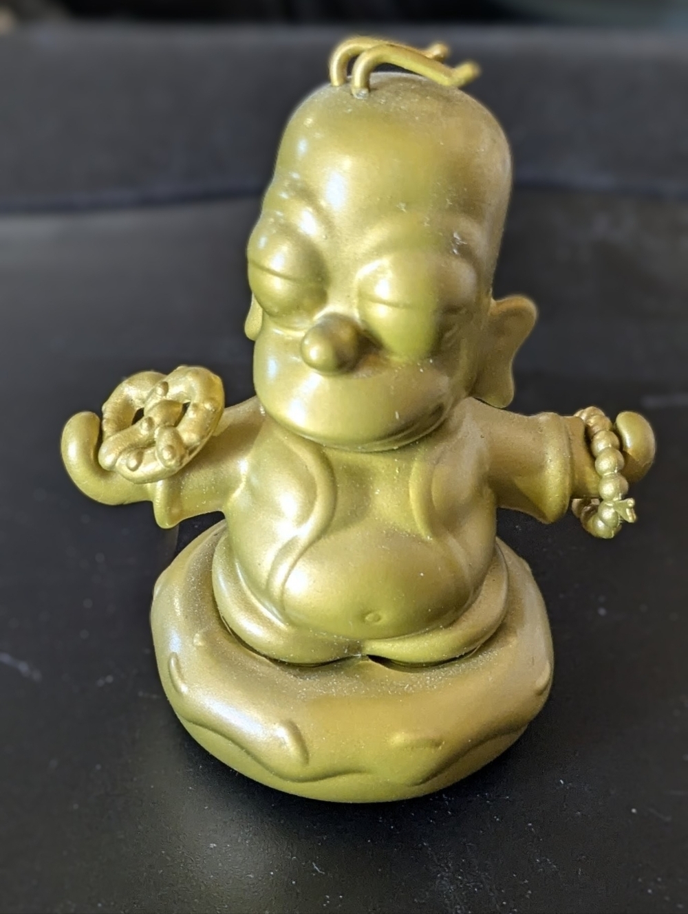 Homer Simpson Gold Buddha Lucky Donut And Necklace Cute Toy